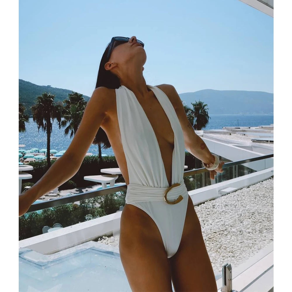 Sexy Micro Bikini 3-teilig – Halter Neck Biquini mit Mini Sarong Rock für Damen